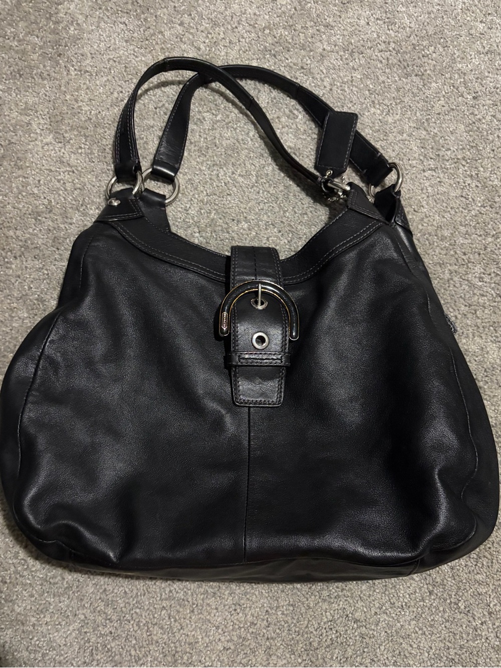Black Leather Shoulder Bag - Classic Everyday Tote